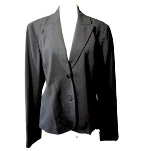 Lafayette 148 New York Black Classic 2-Button Wool Blazer Size 10 Career Office